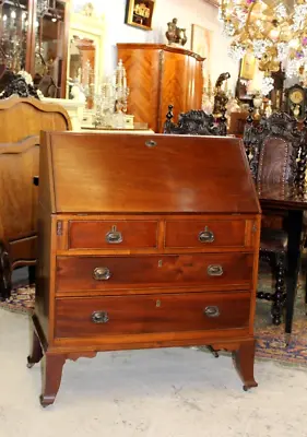 English Antique  Edwardian Mahogany Front Drop Desk • $1850