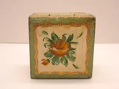 Vintage Florentine Wooden Hinged Trinket Box Hand Painted Made In Italy • $15