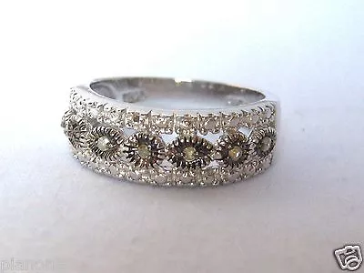 $112.22 • Buy 7-Stone Champagne Color Fancy Diamond Eternity Ring Sterling Silver .925