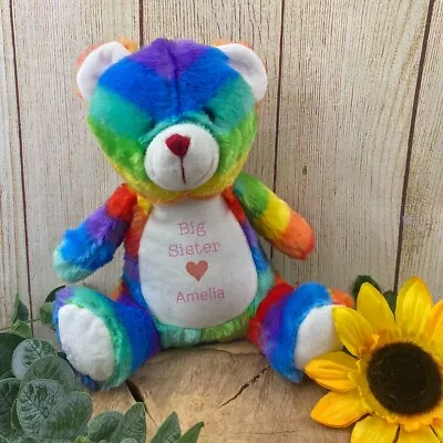 Personalised 'Big Sister' Rainbow Bear Soft Toy Teddy Bear New Sister Gift  • £12.99