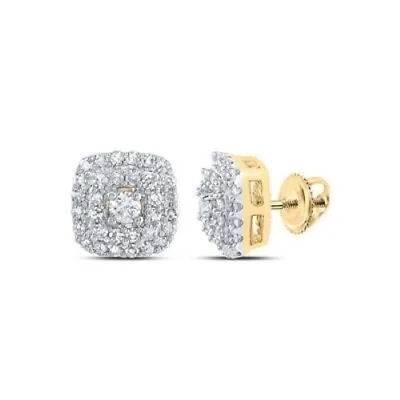 Brand NEW! Micro Pave Diamond Earrings 0.33 Carat T.W. 10K Yellow Go (D01069136) • $429.99