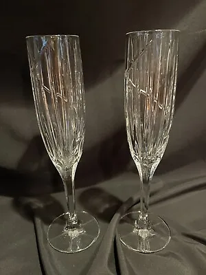 Lot Of 2 Mikasa Crystal  Uptown  Champagne Flutes/Glasses 9.5  Tall • $24.99