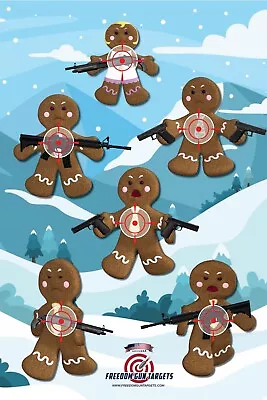 25x Paper Shooting Targets Range Gun Pistol Rifle Handgun 3-D Gingerbread  12x18 • $12.89