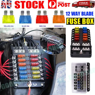 12 Way Blade Fuse Box Block Holder LED 12V 32V For Car Boat Van With 24X Fuses A • $20.88