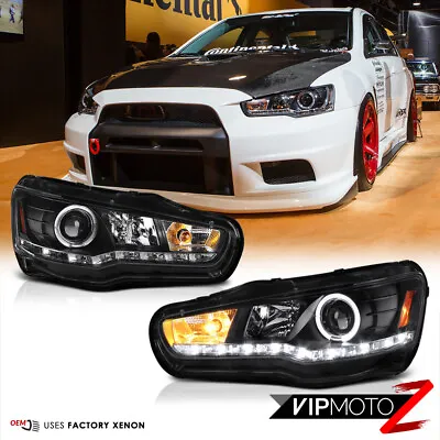 08-17 Mitsubishi Lancer Evolution X Halo LED Projector D2S Xenon Black Headlight • $238.78