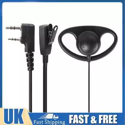 Universal 2Pin D Shape Ear Hook Earpiece Headset W/ PTT Mic For Baofeng Kenwood • £3.96