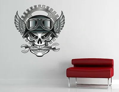 Engine Skull Wall Decal Racing Wrench Mechanic Motorcycle Vinyl Sticker RV14 • $54.95