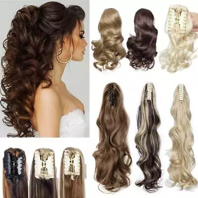 $14.40 • Buy Real Thick Claw Ponytail Hair Piece Clip In Hair Extensions As Human Blonde Hair