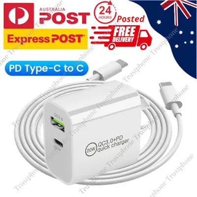 $16.34 • Buy For Samsung Galaxy IPhone 15 Pro Plus 20W PD Fast Wall Charger Dual Type C Cable