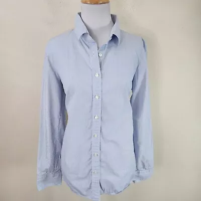 J Crew Women's Haberdashery Button Down Long Sleeve Shirt Medium Blue Striped • $14