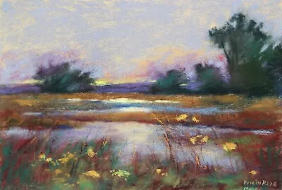 Original Landscape Painting SUNSET Marsh Signed Contemporary Art • $60.30