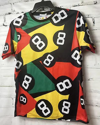 Drill Clothing Mens Medium Shirt Retro 8 Ball Print Short Sleeve • $19.99