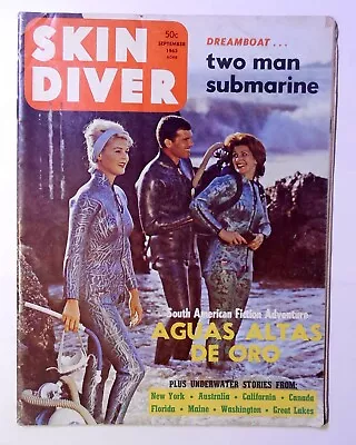 SKIN DIVER MAGAZINE SEPT 1963 W/ TWO MAN SUBMARINE SALVAGE DIVING • $16.50