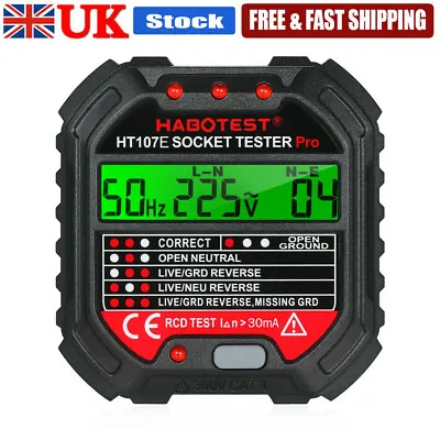 £13.99 • Buy HT107E Electric Outlet Tester Socket Circuit Polarity Voltage Detector UK Plug.