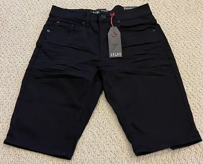 NWT Men’s Spark Jet Black Stretch Slim Jean Shorts ALL SIZES • $19.99