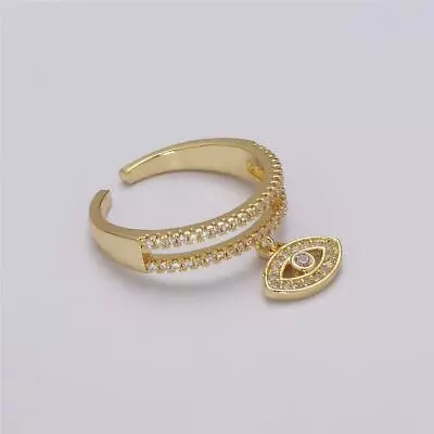 Dainty Micro Pave Oval Eye Charm Ring Elegant Gold Filled Women Eye Ring • $9.49