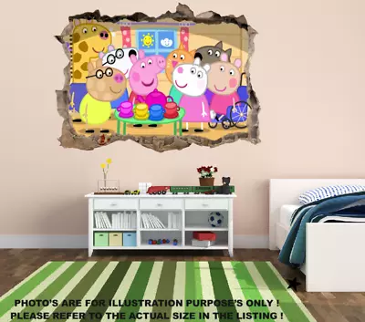 Peppa Pig Wall Stickers Baby Kids Bedroom Nursery Decor Art Mural Decal • £15.99