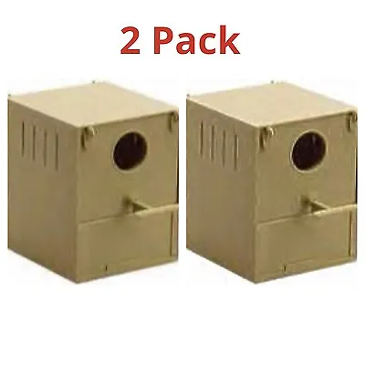 2 X Budgie Nest Boxes Plastic With Perch & Hooks To Front & Rear Aviary / Cages • £13.45