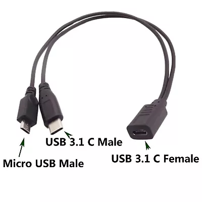 1pc USB 3.1 C Female To Micro Male & Type-C USB 3.1 Data Charge Splitter Y Cable • $3.39