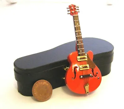 Red Gibson Guitar In A Black Case Tumdee 1:12 Scale Dolls House Instrument 572 • $16.89