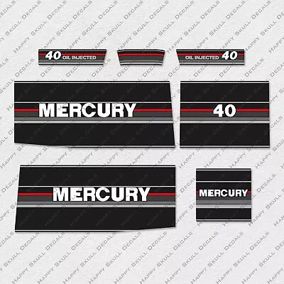 Mercury 40 Hp Two Stroke Oil Injected 1992-1993 Outboard Engine Decals Set • $49.45