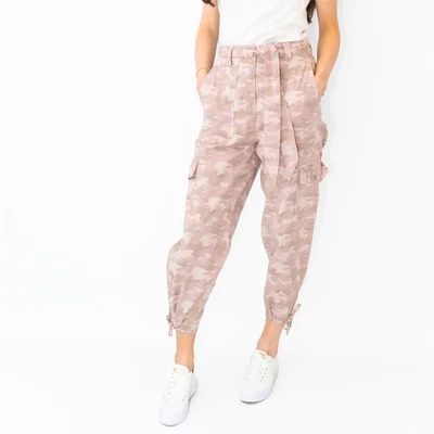 £17.96 • Buy M&S Womens Cargo Trousers Tencel Rich Tapered Cropped Pockets Camo Pink Green