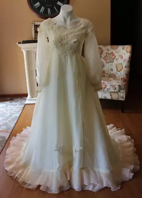 Vintage Alfred Angelo By Edythe Vincent Union Made Cream/Pink Wedding Gown • $109