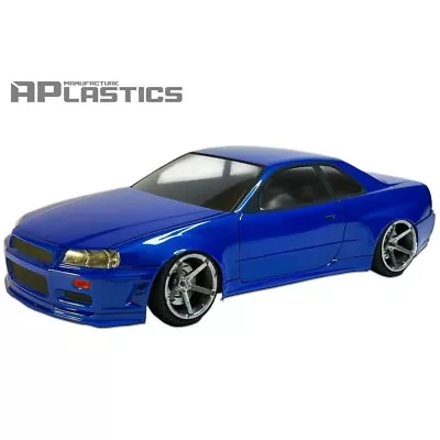 1:10 RC Nissan R34 GTR Body Shell Clear Unpainted 196mm Aplastics - UK • £47.99