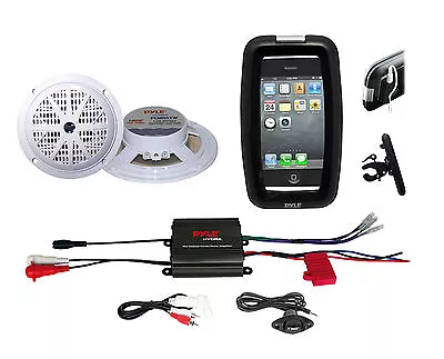 New Boat Bike Marine ATV IPod Input Amplifier 5.25  White Speakers Phone Case • $92.49