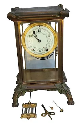 Antique Ornate Bronze Seth Thomas Mantle Carriage Clock Mercury Pendulum 48N Mov • $599.99