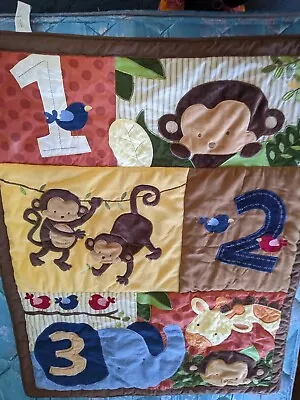 Kidsline Baby Quilt Blanket With Monkeys Giraffe And Birds 35x43 Inches  • $19.99
