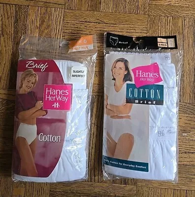 Vintage 1996 & 1999 Hanes Her Way Cotton Briefs (2) 3 Pks Sz 6 NOS • $40