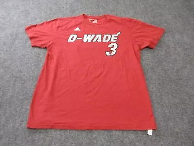 Dwayne Wade Miami Heat Shirt Adult Large Red Short Sleeve Adidas Cotton NBA • $7.48