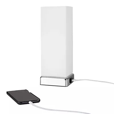 £23.99 • Buy Touch Table Lamp Chrome USB Charging Port Bedside 28CM Tall Desk Light LED Bulb