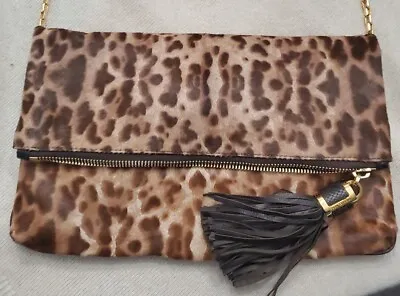 Michael Kors Collection Animal Leopard Print Pony Hair Purse Handbag Clutch New • $97.99