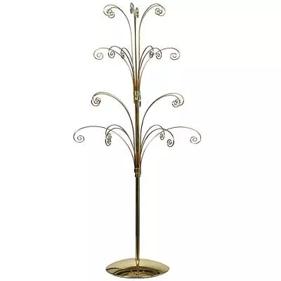 36 Inch Tall Ornament Display Tree Bright Brass Plated Holds 24 Ornaments • $49.99