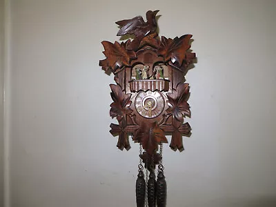 Schwarzwalder Uhren Cuckoo Musical Clock With Dancers Very Nice 14  Tall • $41
