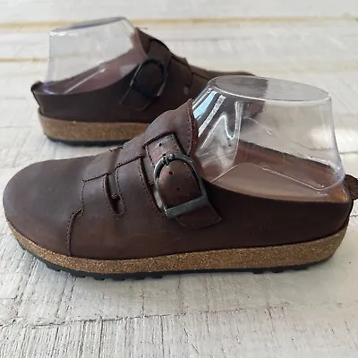 Haflinger Brown Leather Fishermsn Style Clogs EU Size 37 US 6-6.5 -Flawed- • $33.96