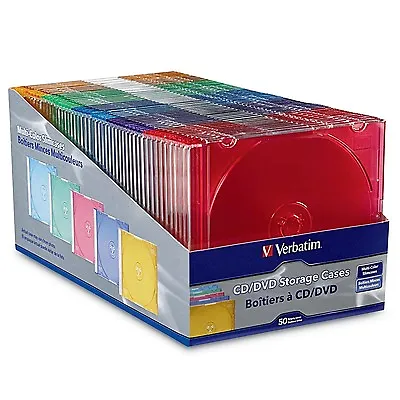 50 X Coloured  CD/DVD Slim Cases - Tape Arrays With Thin Spine Durable Case • £29.99