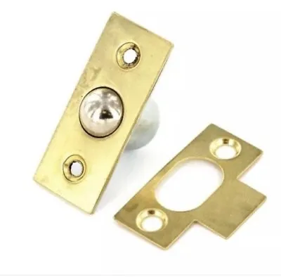 £2.89 • Buy 19mm Large Brass Bales Catch Door Ball Roller Latch Cupboard With Plate Screws