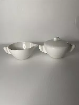 White Sugar Bowl & Creamer Cup Color Flyte Melmac Branchell MCM • $24.99