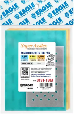 Super Assilex Flexible Sanding Sheets Job-PAK Assorted K600-K1200 U191-150A 6... • $37.07