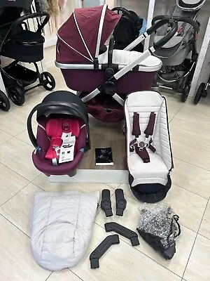 ICandy Peach Full Travel System With Brand New Cybex Aton 5 Car Seat In Damson • £450