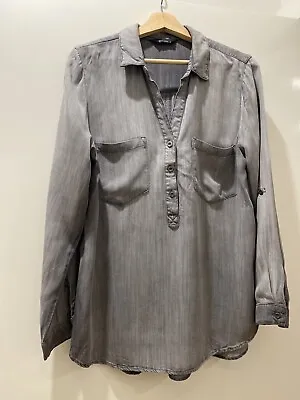 Decjuba Womens Size 12 Grey Loose Fitting Shirt With Long Sleeves • $10