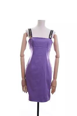 VERSUS By Versace Square Leather Strap Cotton Midi Dress Purple Size USA 10 №3 • $58.50