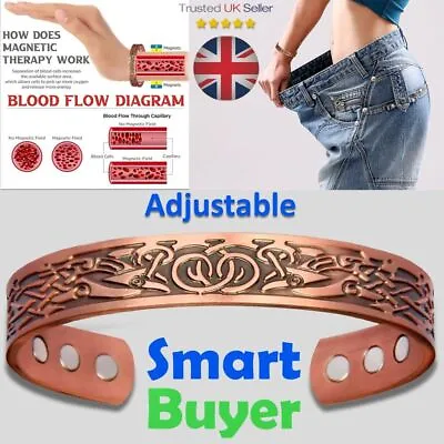 Men/women Celtic Copper Bangle 6magnetic Bracelet Pain Relief Arthritis Carpal • £4.95