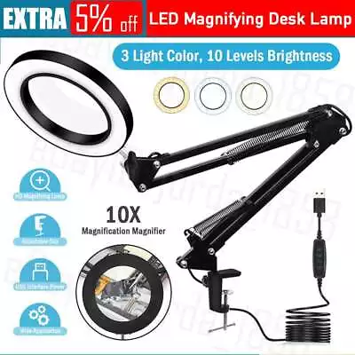 10X Magnifying Glass With LED Light Magnifier Crafts Reading Desk Stand Lamp AU • $14.25