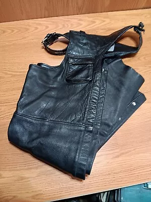 Unik Premium Black Leather Motorcycle Riding Chaps  • $35