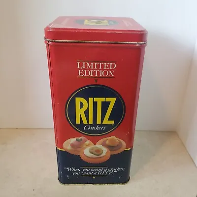 Vintage RITZ CRACKERS Nabisco Tin Can 1986 Limited Edition Square 4.25 X8.5 Tall • $7.97