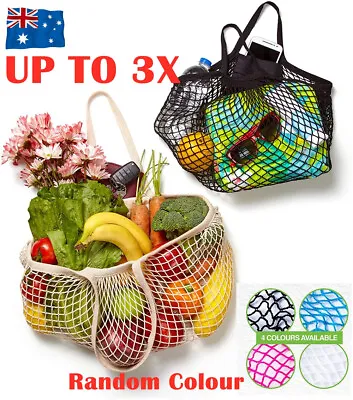 Reusable Mesh Net Turtle Bag Long String Shopping Tote Fruit Storage Handbag ECO • $5.50